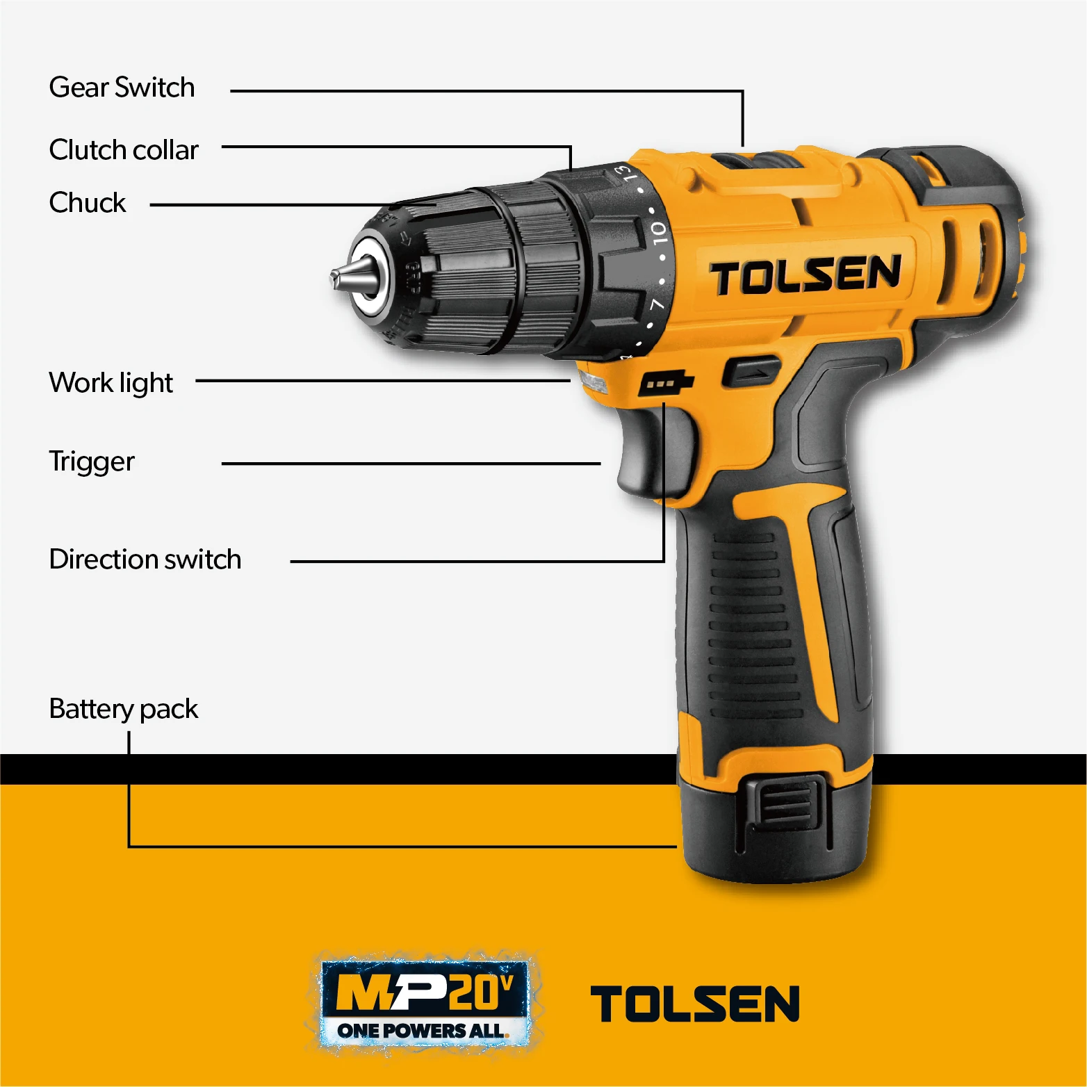 Tolsen Price Of Electric Drill TOLSEN 79036 Li-Ion 12v Cordless
