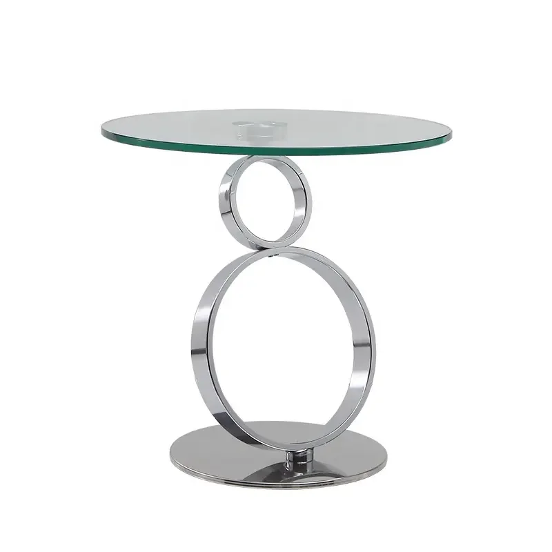 Modern Luxury round Coffee Table with Glass Top and Stainless Steel Base for Living Room Home Villa Hotel Hall