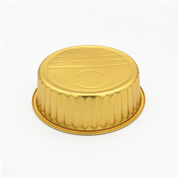 product high quality round disposable baking bakeware 4000ml half size golden tin cake roasting trays hot pot aluminum foil pans-2