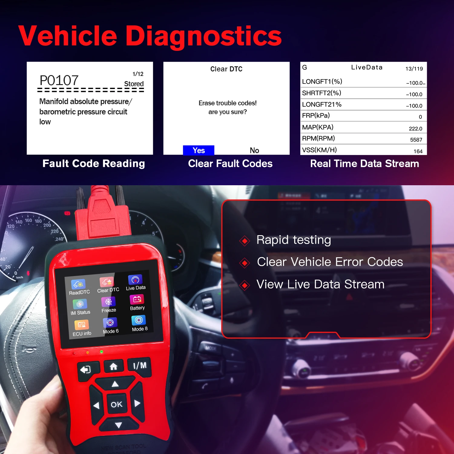 High Quality Universal Auto OBD2 Scanner Read Engine Code Reader for All Cars JDiag JD906