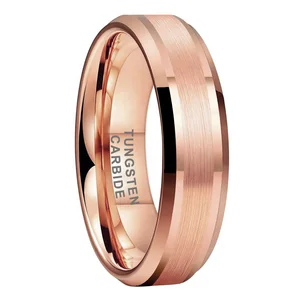 Coolstyle Jewelry 6mm Wholesale Fashion Engagement Wedding Band Beveled Edges Rose Gold Tungsten Carbide Ring for Men Women