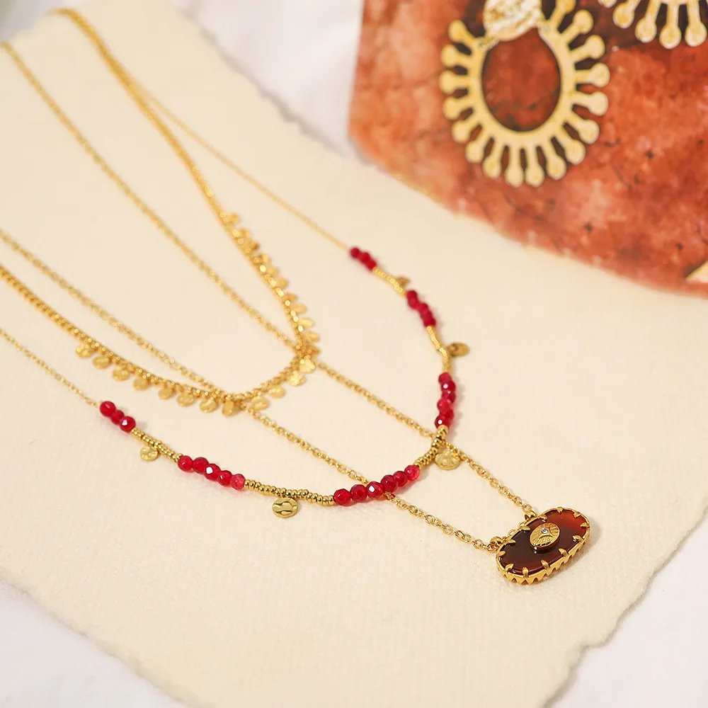 Red Acrylic Beaded Necklace