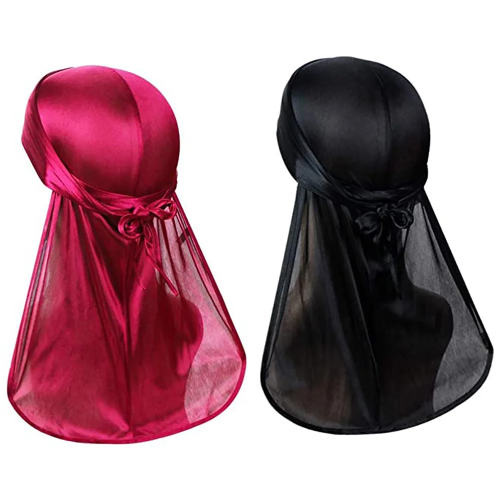 Wholesale Hipster man silky wave durag bonnets durag spandex black durag  with customized logo From m.