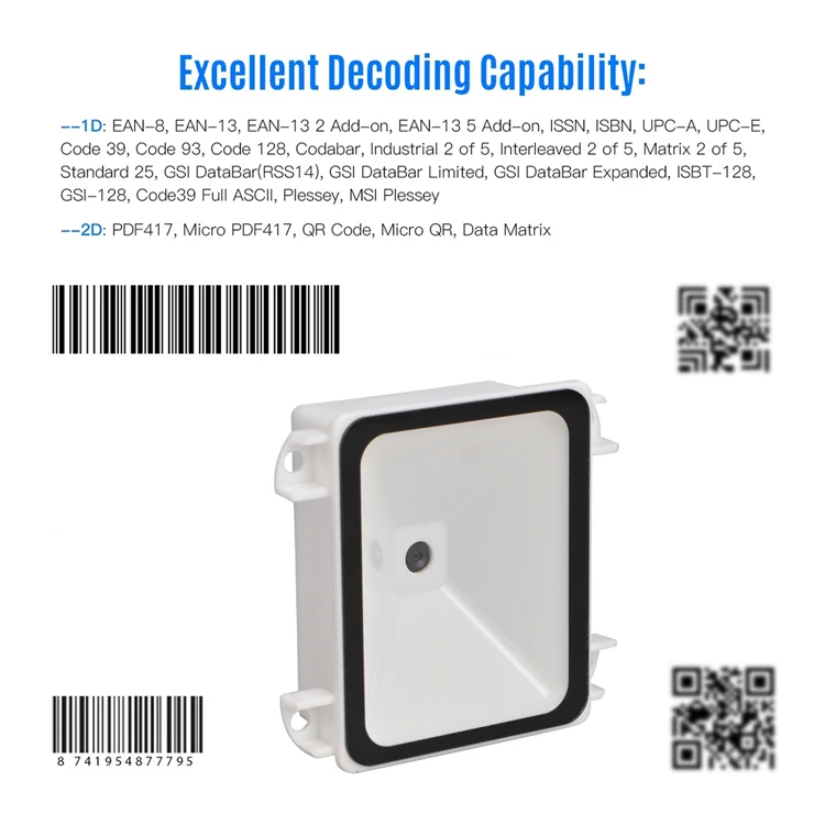 Barcode Scanner Kiosk Small Fixed Mount Vending Machine Barcode Reader USB RS232 TTL Interface