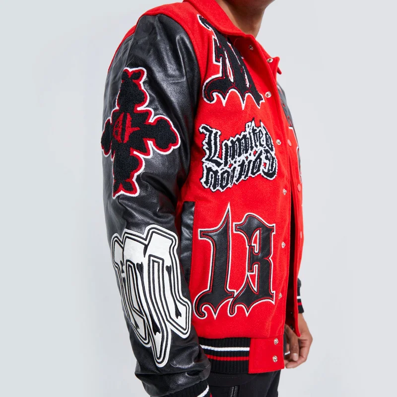 Custom bomber vty winter leather sleeves wool baseball letterman vintage varsity jacket for men_voghion.com