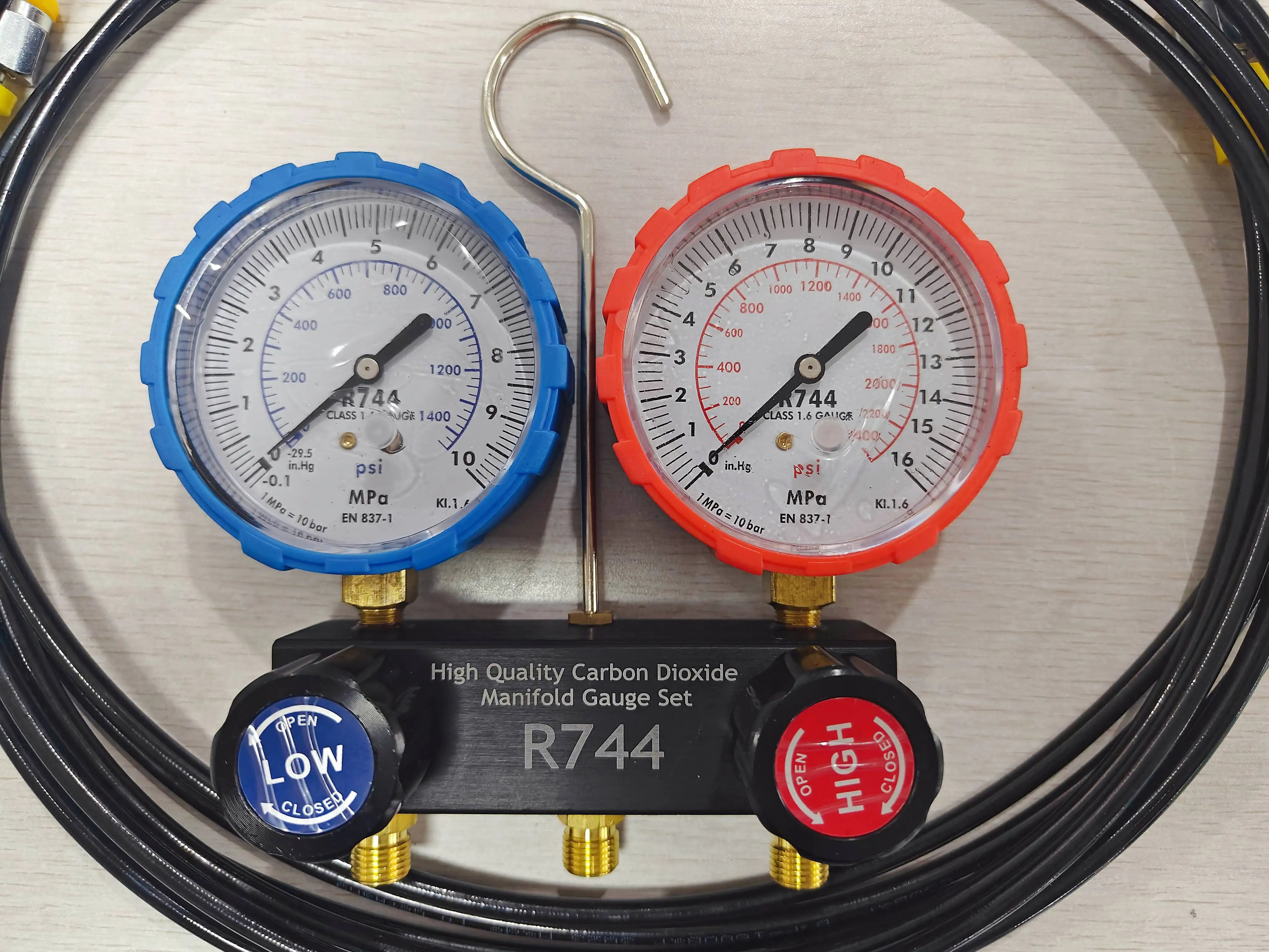 CO2マニホールドゲージセット R744用 150cmホース付き 空調部品