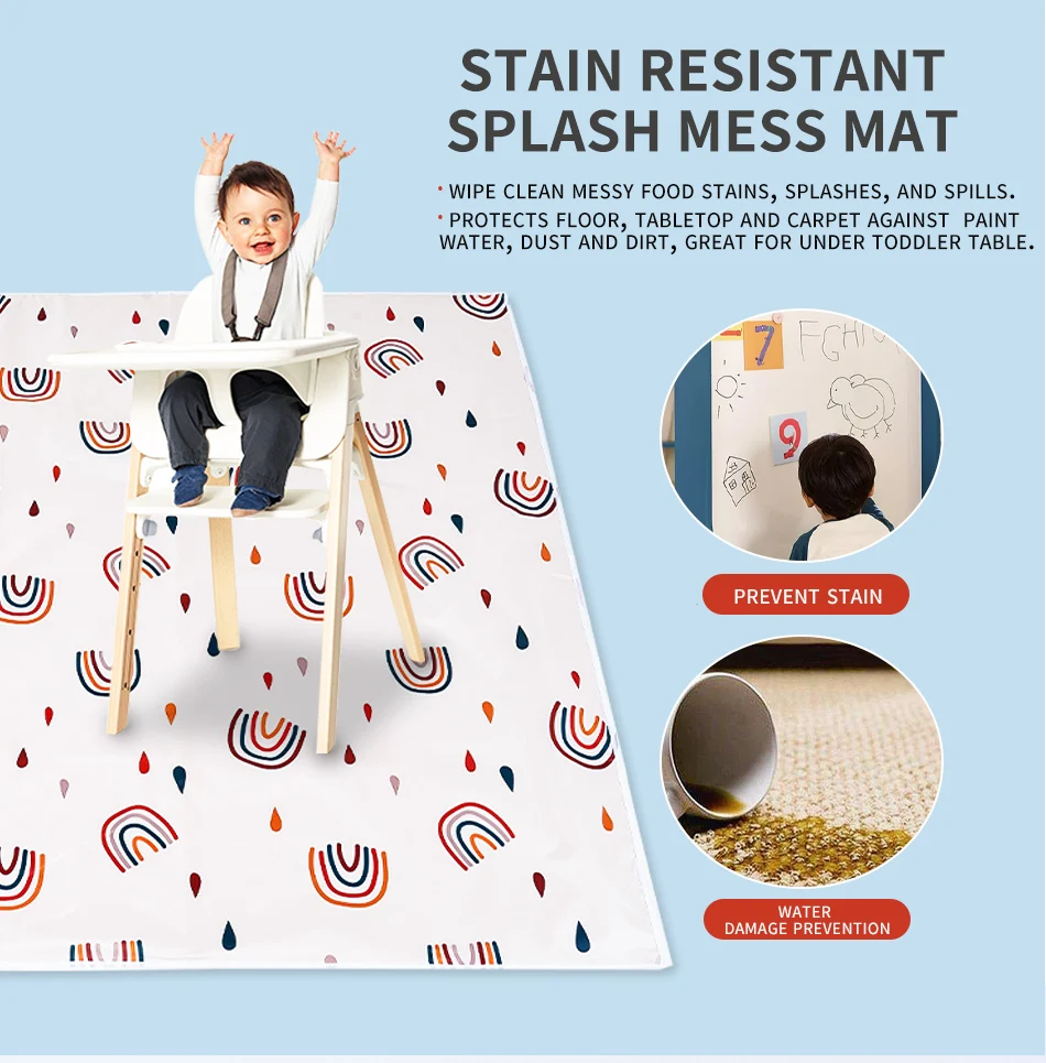 51" Splat Mat for Under High Chair/Arts/Crafts splat mat anti slip waterproof splat mat floor mat details