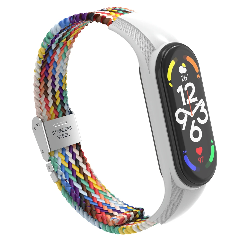 ODM New 7315 Series Adjustable Colorful Braided Nylon Watch Band Miband7 Strap Compatible with Mi Band 3 4 5 6 7
