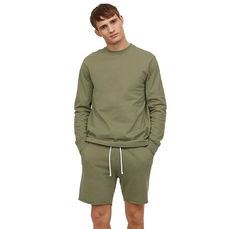 2021 mens customize khaki green cotton long sleeves sweater