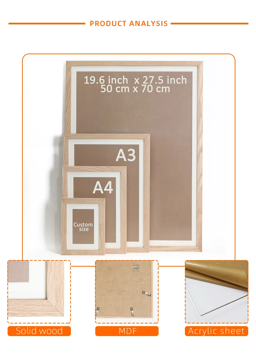 Simple Modern Large A0 A1 A2 A3 A4 A5 Custom Size Picture Photo Frame ...