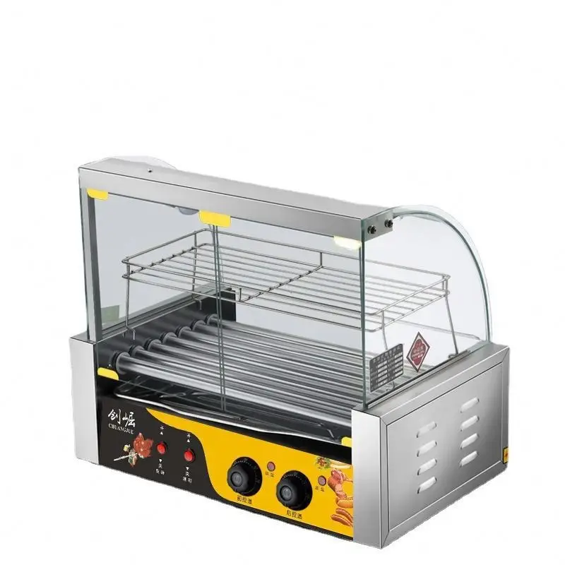 TEBAK Electric 304 Stainless Steel Rollers Commercial Sausage Hot Dog Rolling Grill Machine