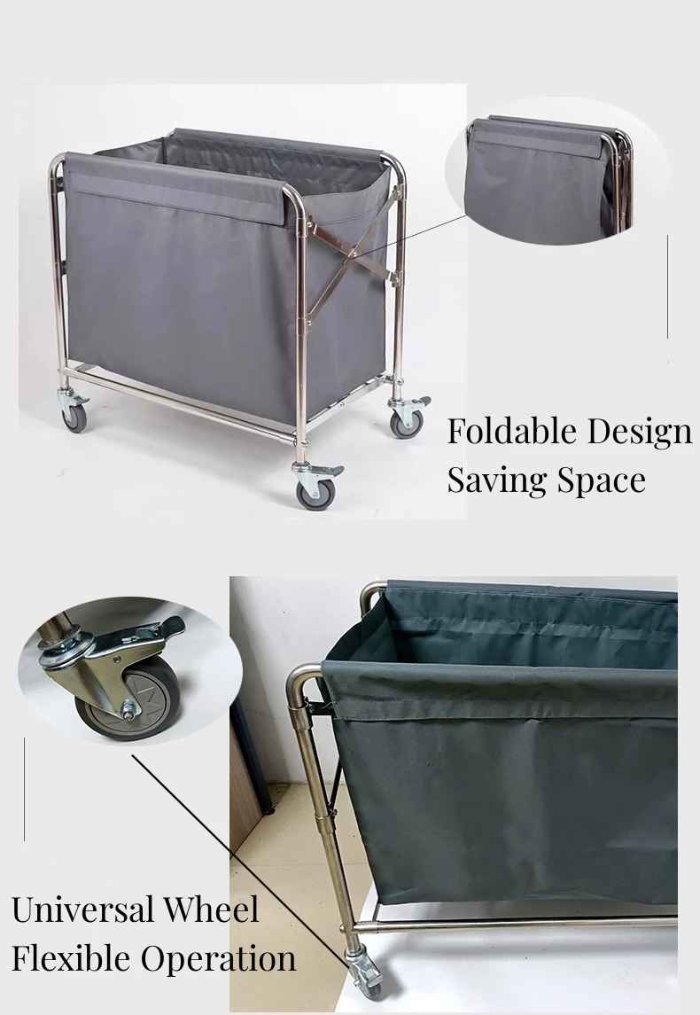 Heavy Duty Laundry Sorter Hotel Hospital Cleaning Housekeeping Laundry Cart Linen Trolley supplier