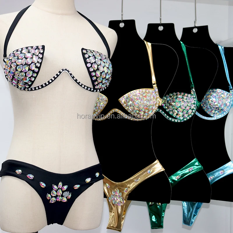 S614 Glitter Swimwear - Iridescent Reflective Crystal Fabric