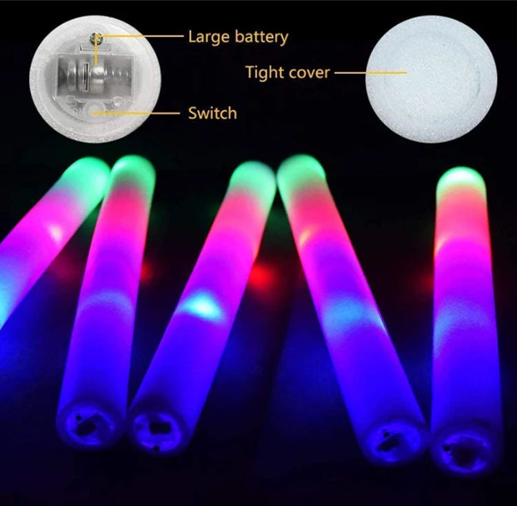 Custom Colorful Glowing Led Foam Baton 3 Modes Flashing Led Light Up ...