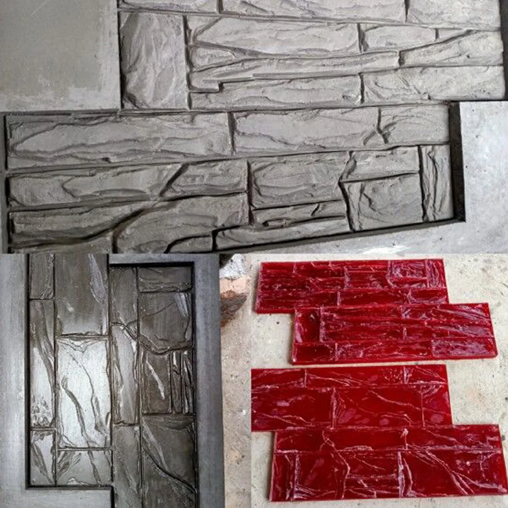 Rubber Polyurethane Used Brick Imprint Stamped Concrete Molds Wall Stamps for a Concrete Retaining Wall