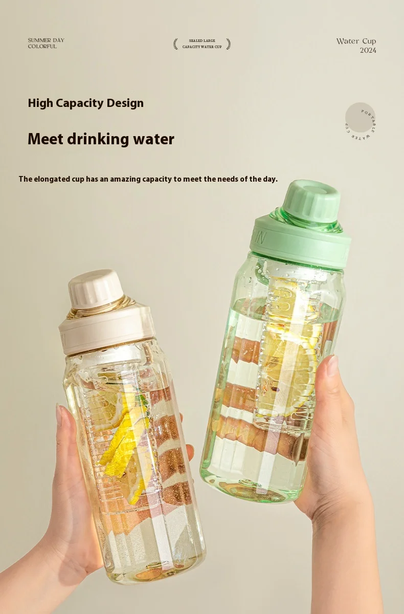 750ml Portable Clear Plastic Water Bottle with Filter for Outdoor Travel Gym Sports Cycling Camping