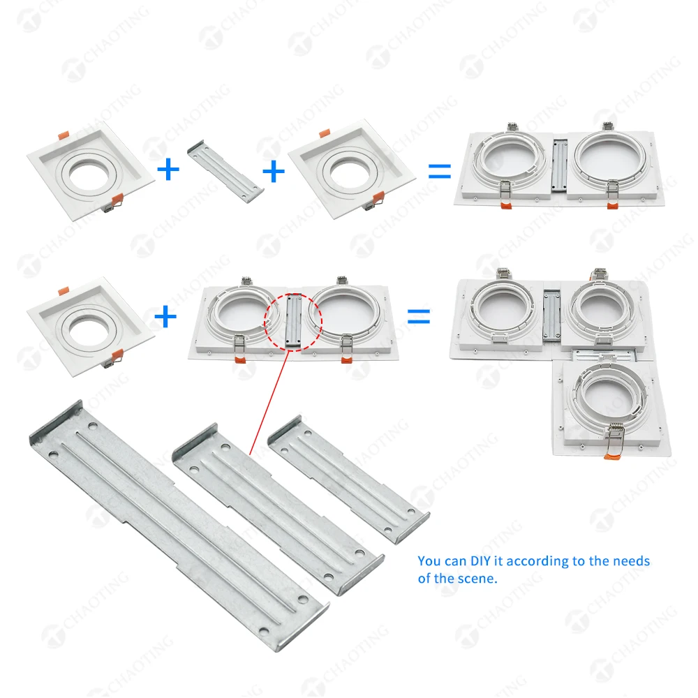 ABS Plastic Recessed Downlight Housing Halogen Spotlight MR11 MR16 PAR30 AR111 Lamp Holder LED Module Down Light Fixture Fitting