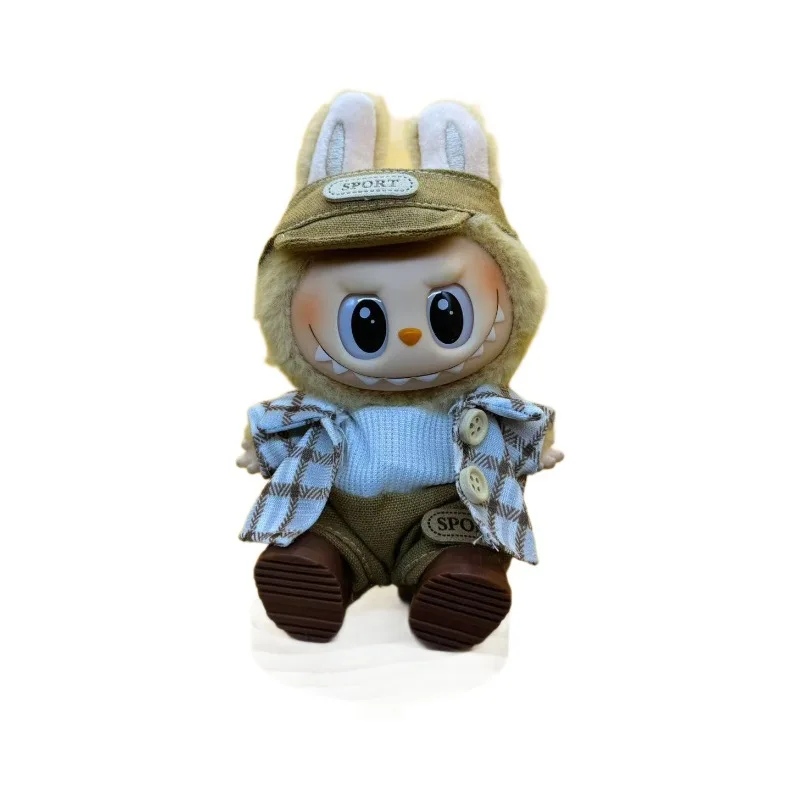 Labubu First Second Generation Sitting Party Doll Clothes Soft Toy Plastic Porcelain Plush Material for Decoration Elegant Style