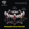 Garnet Moissanite Clover Bracelet
