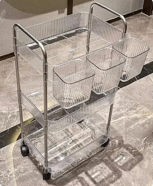 Modern Design Storage Organizer Trolley Rolling Organizer Storage Rack 3 Tier Utility Cart With Wheels