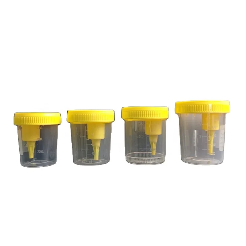 60/80/90/100ml sterile Test Pots Collection Collector ตัวอย่างขวดคอนเทนเนอร์ปัสสาวะตัวอย่างถ้วยสูญญากาศความดันเชิงลบ