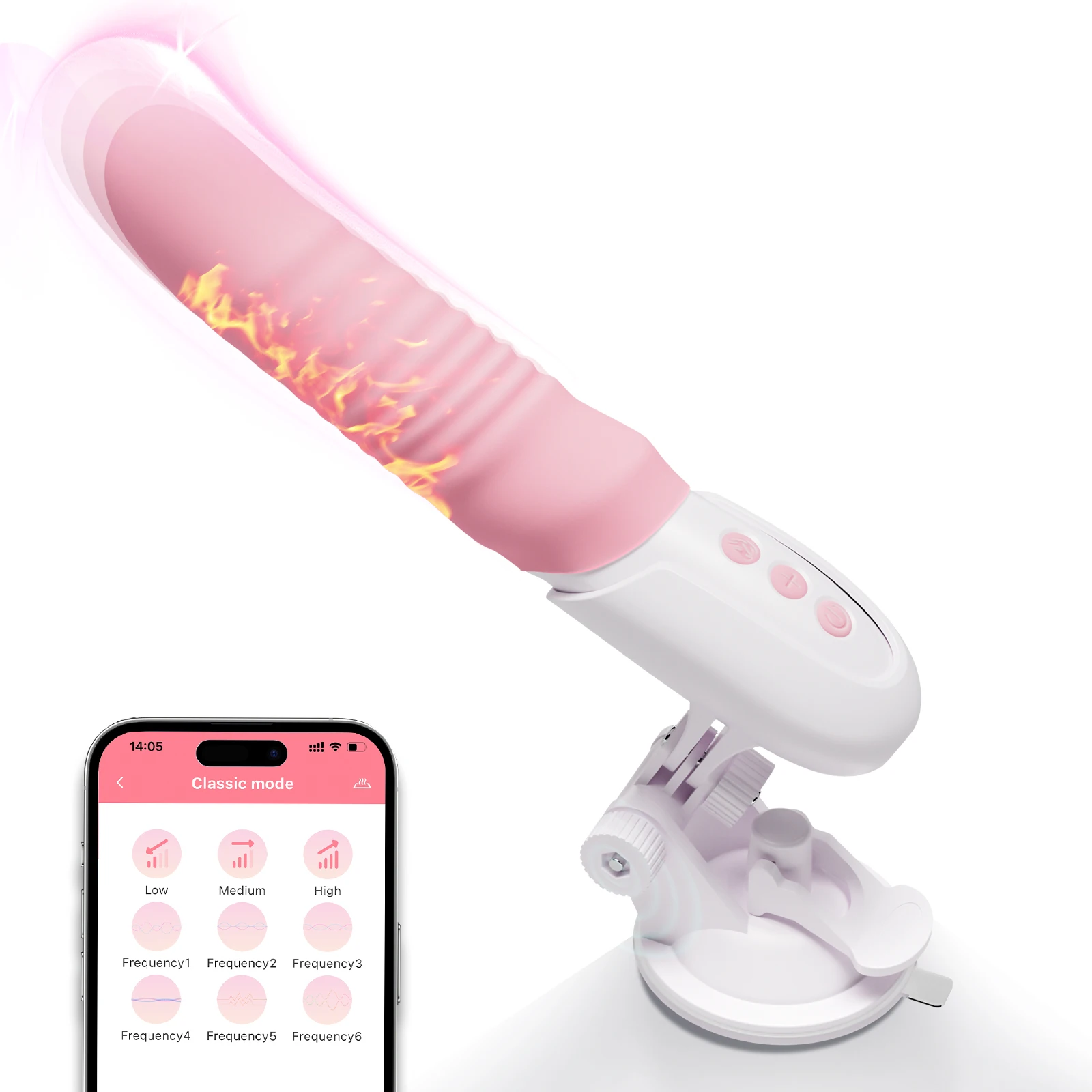 Super Smooth Liquid Silicone Thrusting Dildo Vibrator with Heating Function  Sex Toy Thrusting Vibrator for Women Female