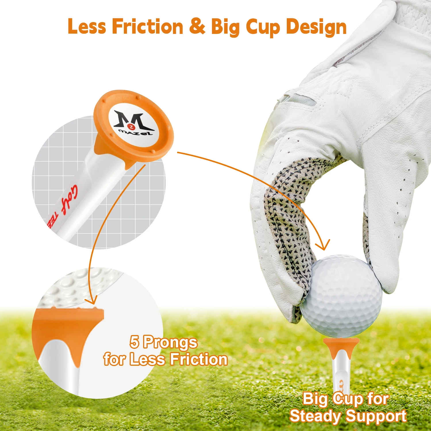 Mazel Oem Durable Plastic Golf Tees Custom Colors Material Sizes Reduce