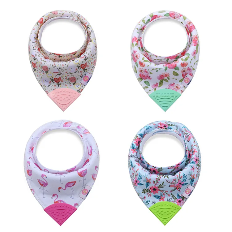 Детская бандана для прорезывания зубов с силиконовым прорезывателем без бисфенола