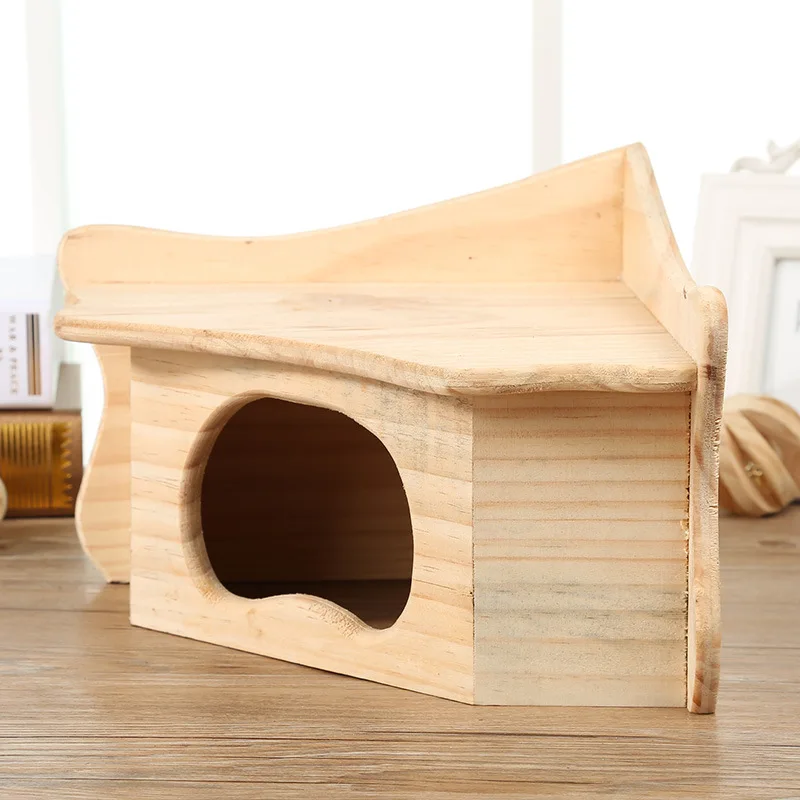 OEM beige Color Wooden Small House for Hamster