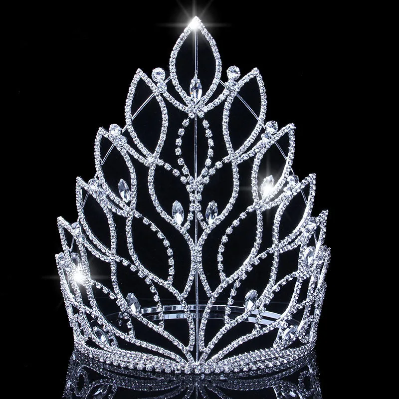 Silver Large Round Pageant Crown with Rhinestones - Perfect  display picture 1