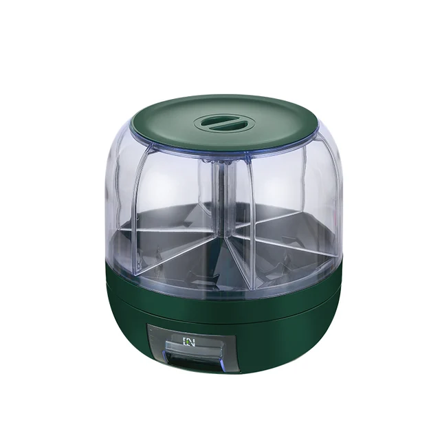 Round Dry Food Dispenser 360 6-in-1 Rotating Plastic Grain Storage Container Cereal Dispenser For Home Kitchen