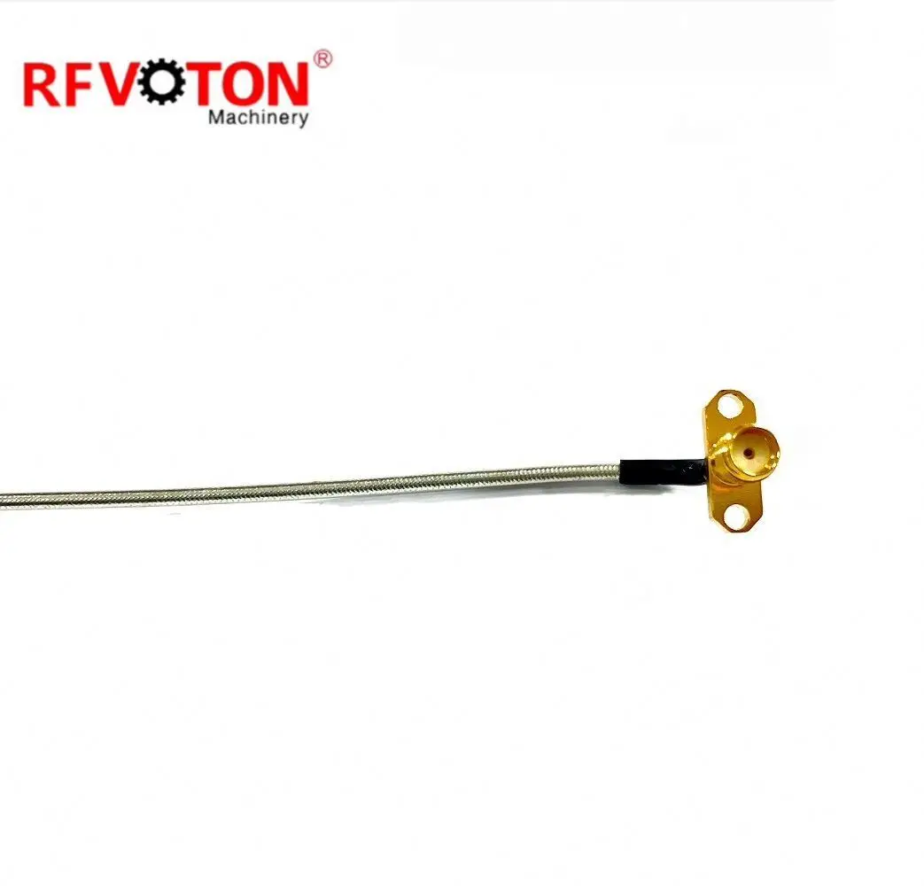 15cm MCX Right Angle Male to SMA 2 Hole Flange Female for 086 Pigtail Cable