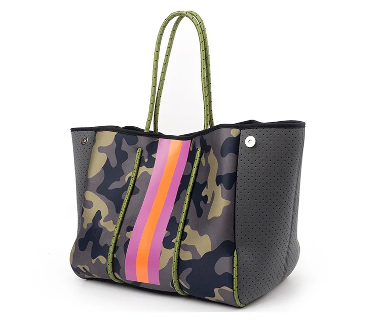 Beach Bag Ladies Perforated Neoprene Tote Bags Printing Neoprene Bag