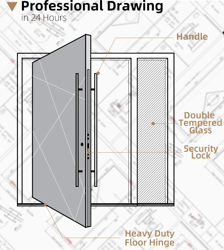 European Modern Design Residential Metallic Stainless Steel Exterior Security Aluminum Front Entry Door With Sidelite supplier