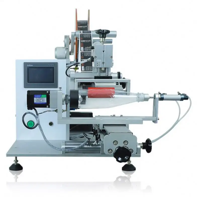 TEBAK Desktop Semi-automatic Round Bottle Double-sided Labeling Machine for Small Business