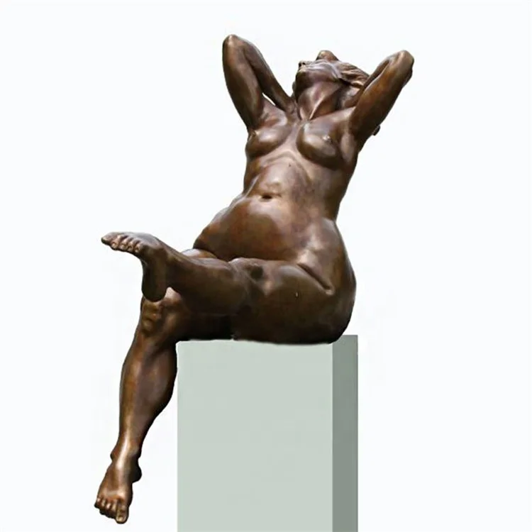 European Design Style Large Outdoor Bronze Sculpture of a Fat Woman for Sale