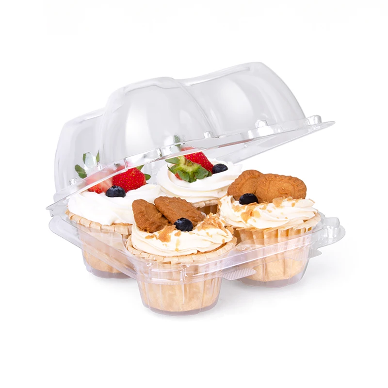 Caja De Plástico Desechable Para Rosquillas,Contenedor De Alimentos Con  Tapa Para Postres Y Magdalenas,4 Cavidades - Buy Postre De Pastel De Caja  De Embalaje De La Ampolla Fabricación Cuadrado Claro De Plástico