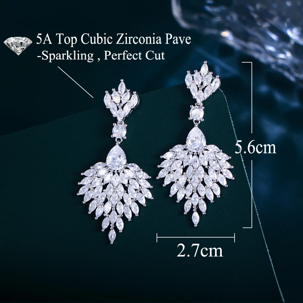 Shop Our Full Shiny White Chandelier Cubic Zircon Earrings