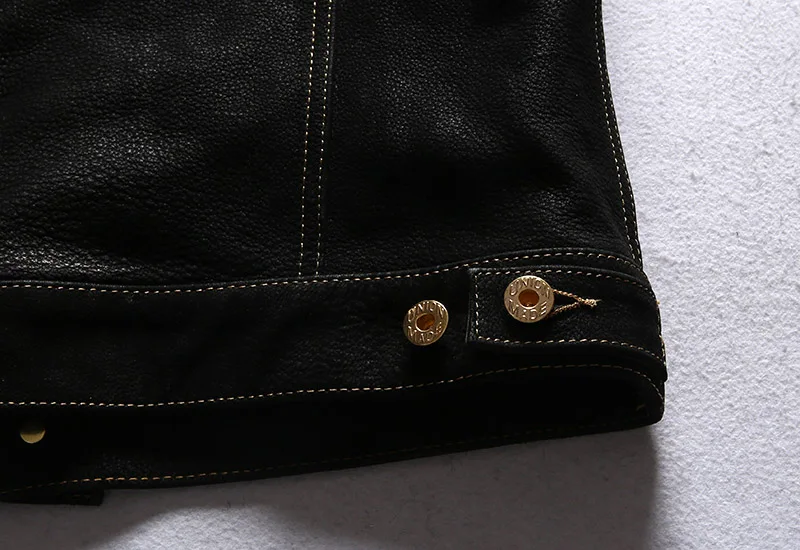 Men's Leather Jacket Turn-down Collar Cowhide Casual Coat_voghion.com