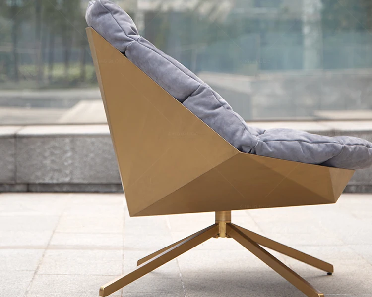 Modern Steel Base Living Room Lounge Chair Soft Velvet Fabric Metal