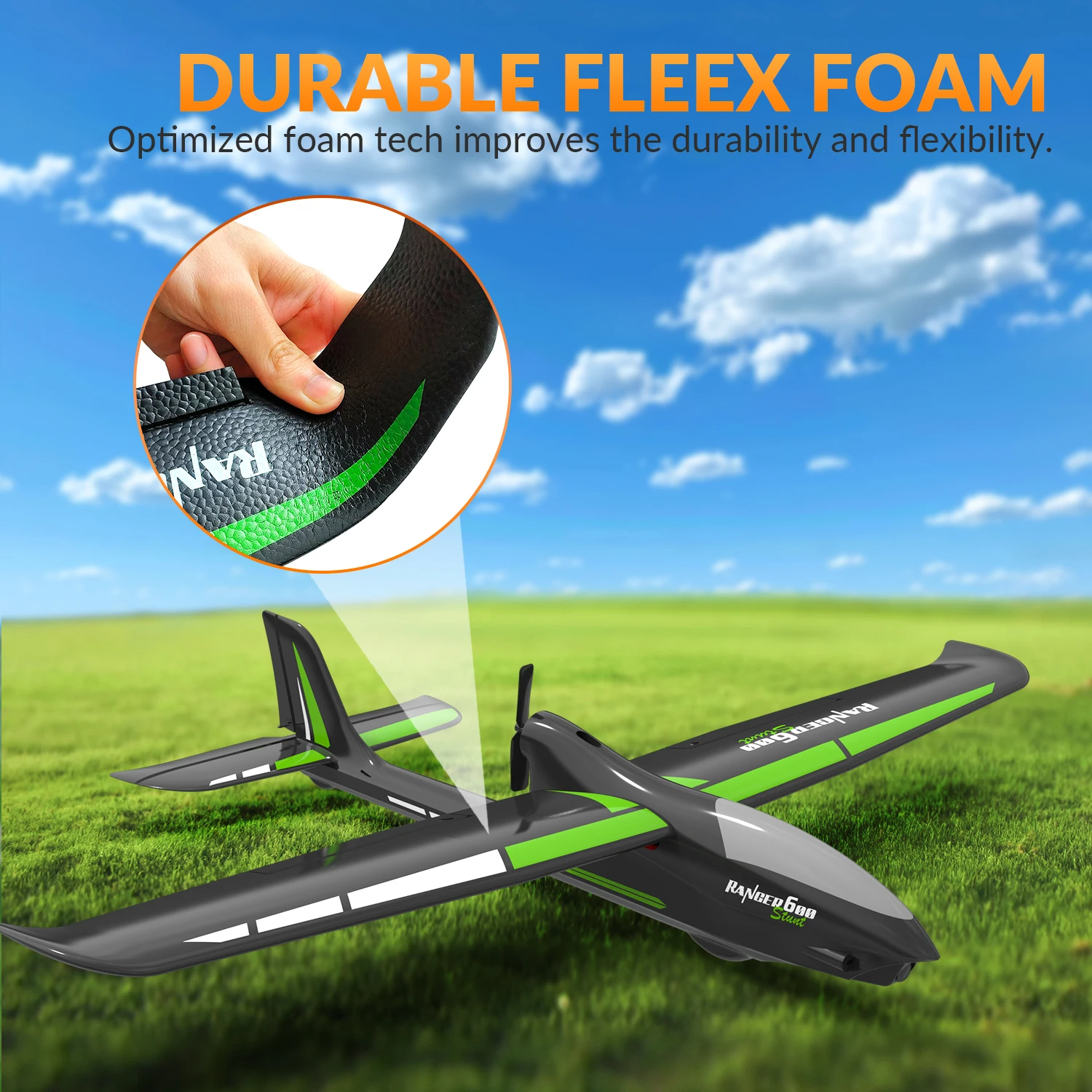 VOLANTEXRC RTF Fixed-Wing Remote Control Foam Stunt Plane Toy 60cm Electric RC Glider Airplane Model(761-2S))