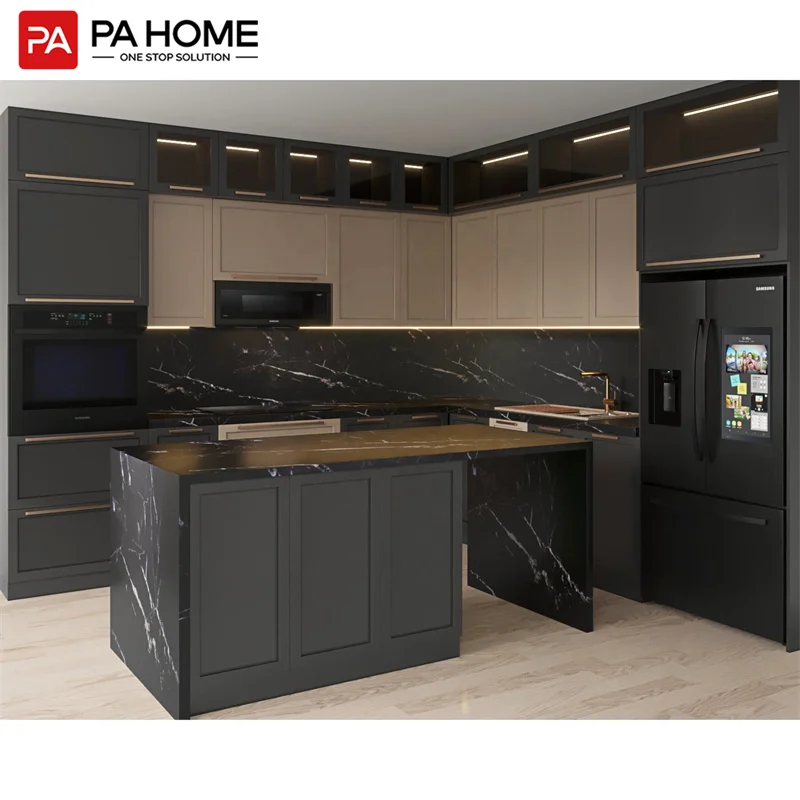 PINAI China Foshan Rta Cheap Solid Wood Luxury Doors Accessories Kitchen Cabinets