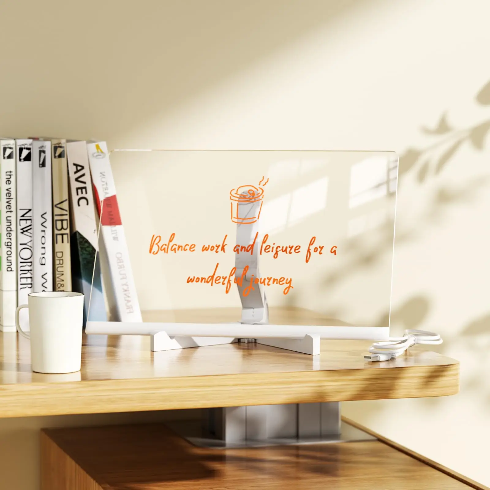 Modern Acrylic Board Glow Dry-Erase Doodle Note Stand with 7 Markers Light-Up Message Display Stand details