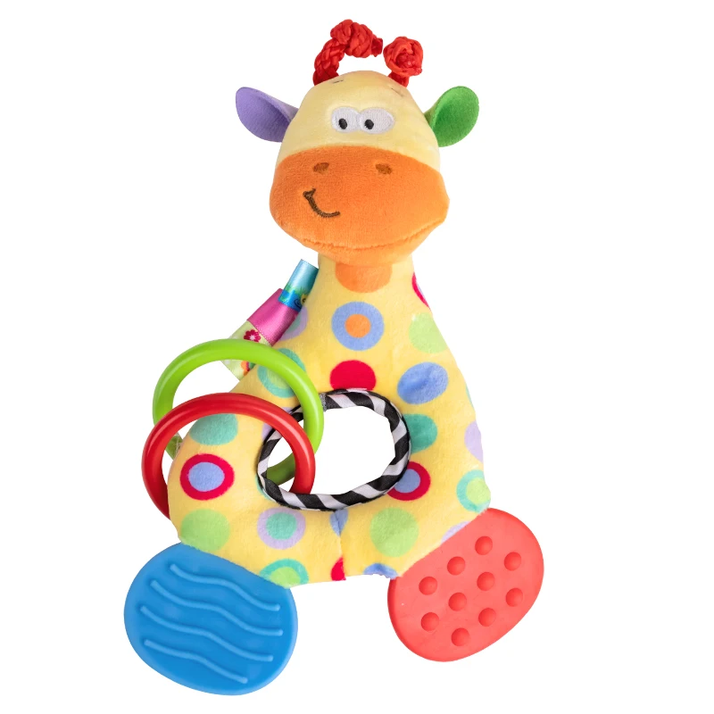 Плюшевые погремушки ручной работы с жирафом милая безопасная коробка кольцо игрушки силиконовый детский Прорезыватель для зубов Набор рождественских