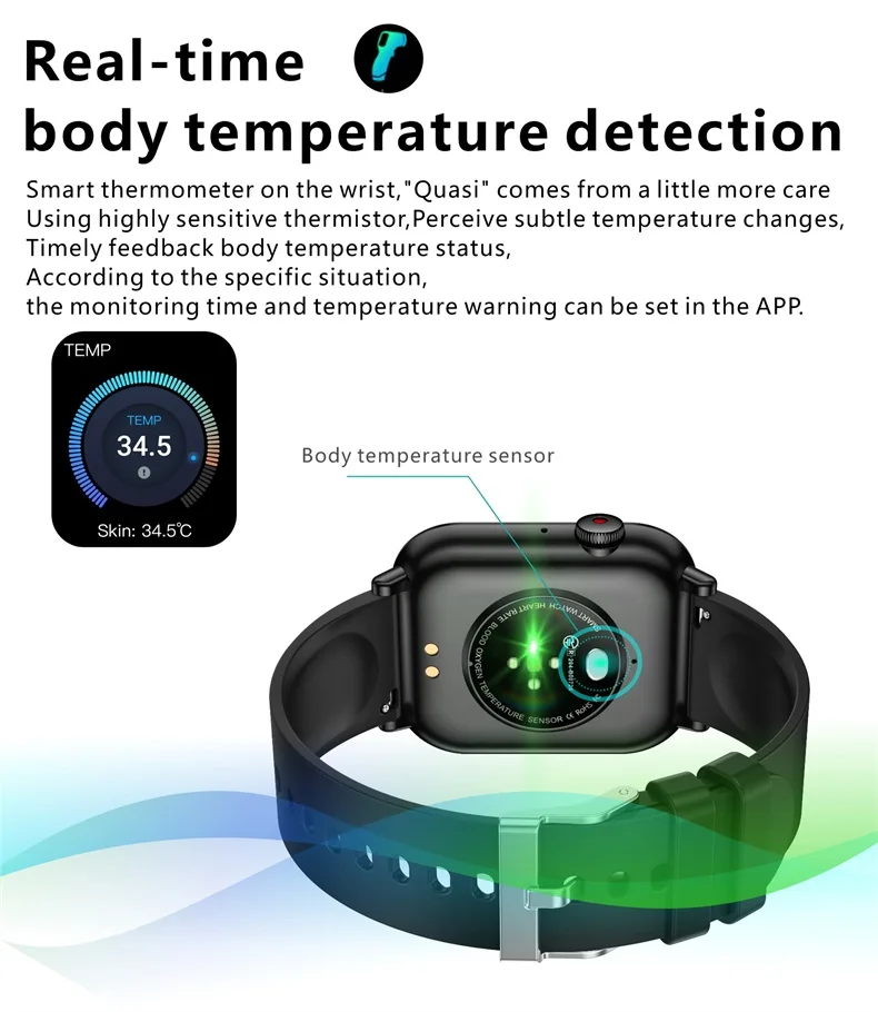 2023 Reloj QX9 Wearable Device Phone Call Smart Watches with Body Temperature BT Calling Sport Smartwatch with Big Screen