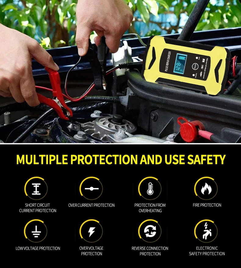 Automatic fast 12V car battery charger 12v 6a Maintenance-free deepcycle 12 volt trickle battery charger with pulse repair_23