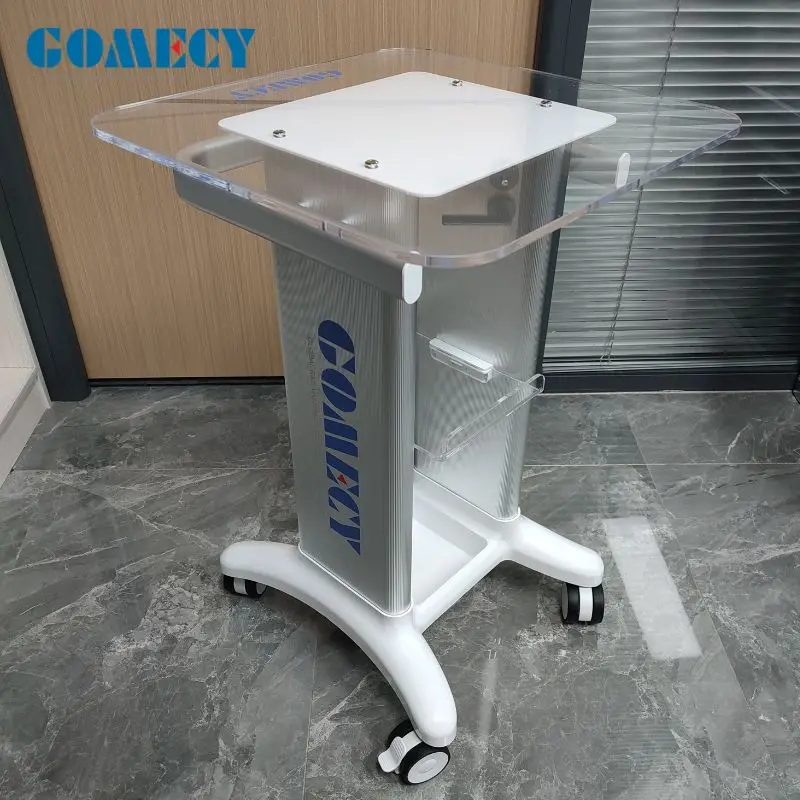 Mobile Adjustable Hospital Medical Trolley Cart with 2 Monitor Mounts Office School Laboratory Clinic Workstation