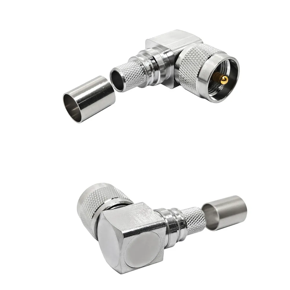 RF Coaxial Connectors Factory Price UHF Male Plug Crimp Right Angle 90 Degrees for RG8 LMR400 RG213 RG214 H1000 Cable