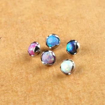 Piercing Jewelry ASTM F136 Titanium Opal Stone Mounting Internally Thread Top Parts Body Piercing Jewelry