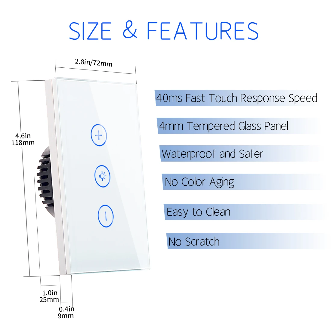 Bingoelec Remote Control Home Automation Wifi 220V Relay Wall Touch Dimmer Switch Tuya